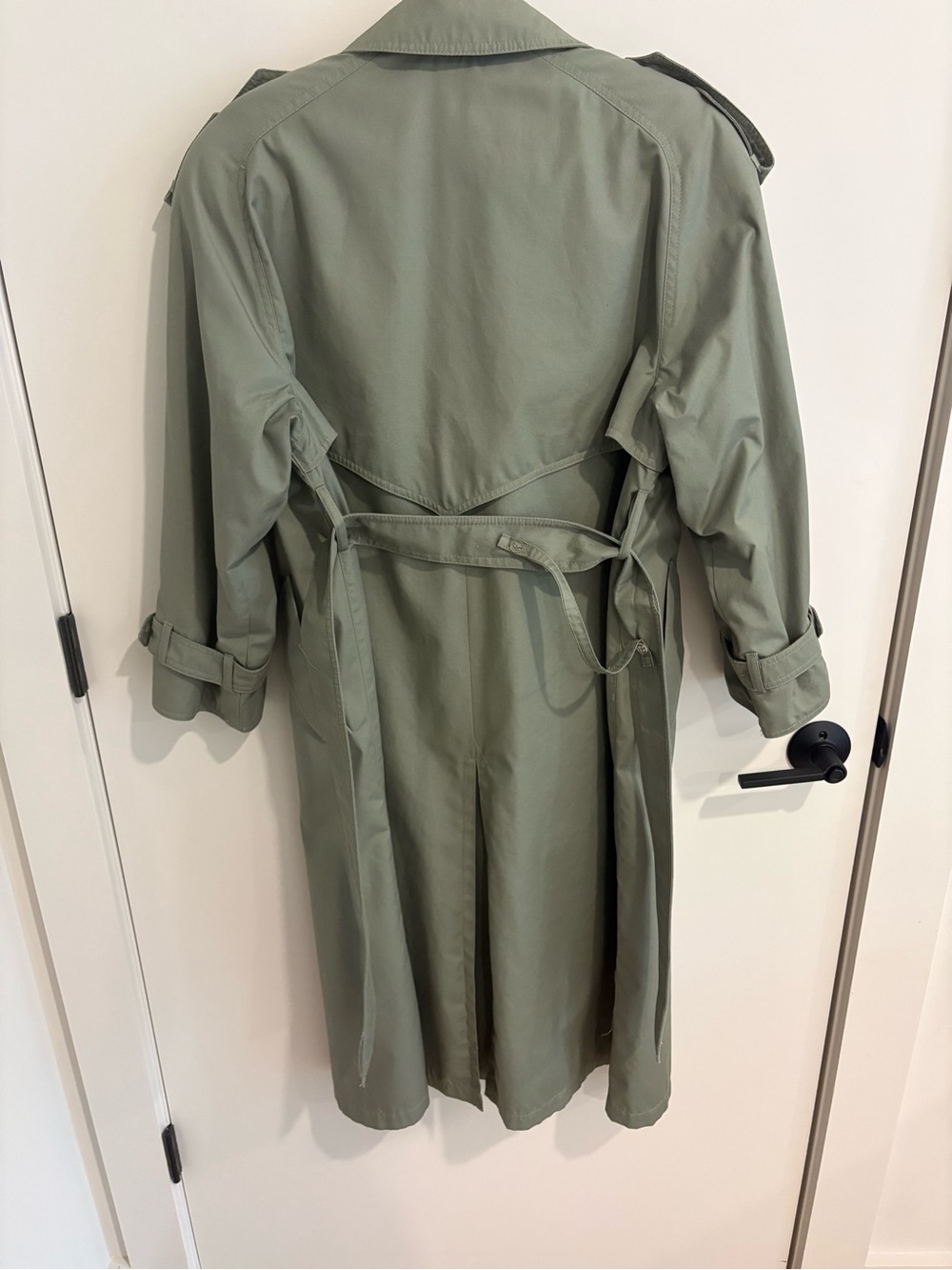 VNTG London Fog Olive Belted Double-Breasted Trench Coat Classic Capsule Minimal - Picture 13 of 14